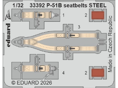North American P-51 B - Zoom Set Steel Seatbelts (For Eduard Kits) - image 1