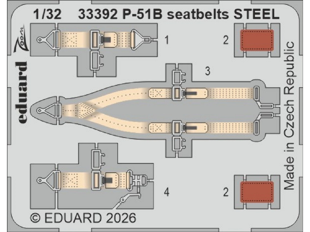 North American P-51 B - Zoom Set Steel Seatbelts (For Eduard Kits) - image 1