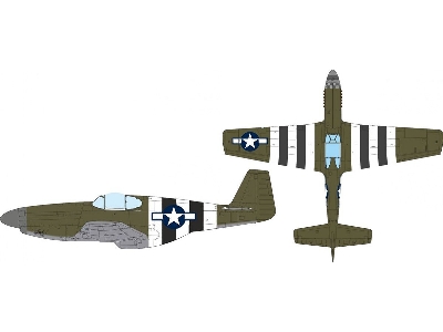 North American P-51 B Mustang - Us National Insignia & D-day Stripes (For Eduard Kits) - image 1