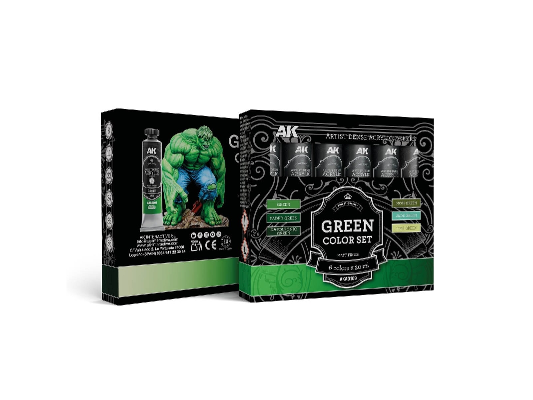 Akad109 Artist Dense Acrylic Colors - Green Color Set - image 1