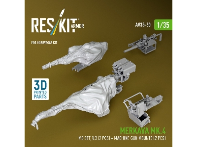 Merkava Mk.4 - Mg Set Volume 3 (2 Pcs) + Machine Gun Mounts (2 Pcs) (For Meng Kits / 3d-printed) - image 1