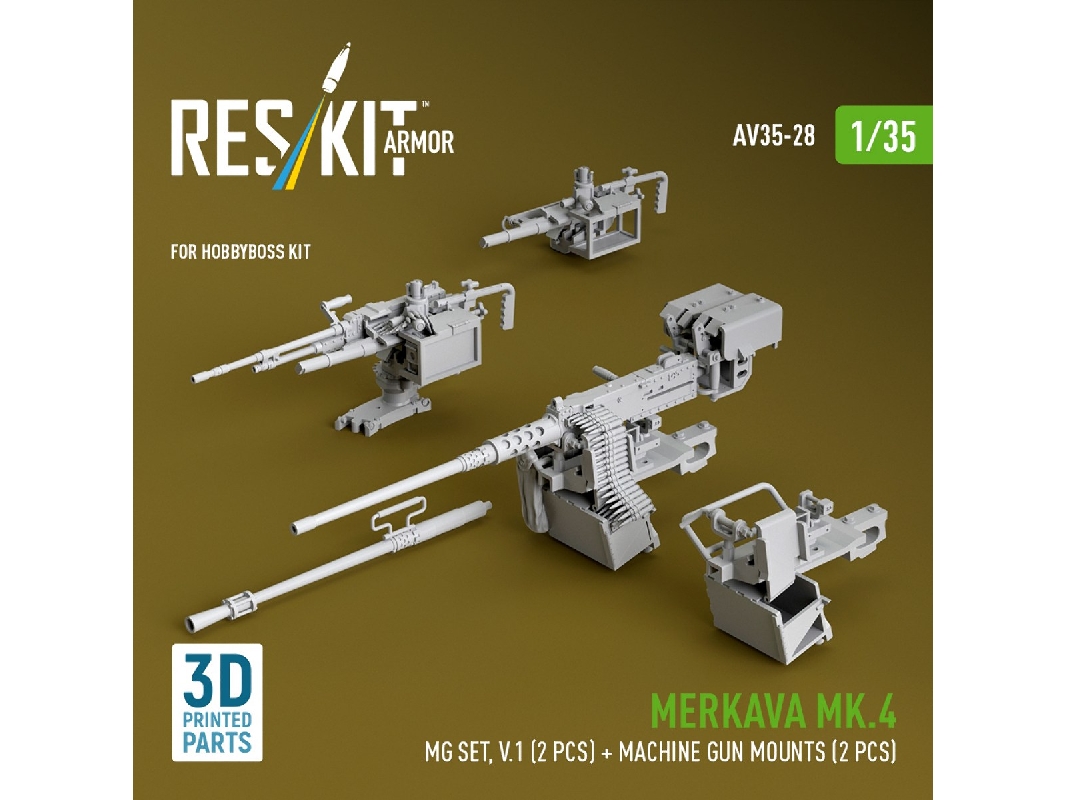 Merkava Mk.4 - Mg Set Volume 1 (2 Pcs) + Machine Gun Mounts (2 Pcs) (For Hobby Boss Kits / 3d-printed) - image 1