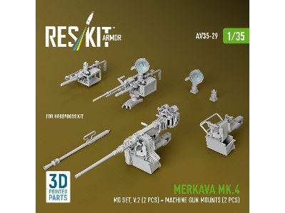 Merkava Mk.4 - Mg Set Volume 2 (2 Pcs) + Machine Gun Mounts (2 Pcs) (For Hobby Boss Kits / 3d-printed) - image 1