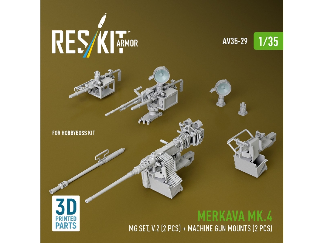 Merkava Mk.4 - Mg Set Volume 2 (2 Pcs) + Machine Gun Mounts (2 Pcs) (For Hobby Boss Kits / 3d-printed) - image 1