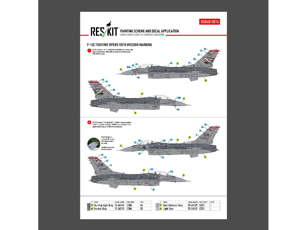 F-16 C Fighting Vipers (Block 30 / 40 / 42 / 50 And 52) With Mission Marking (Main Decals With Stencils) - image 1