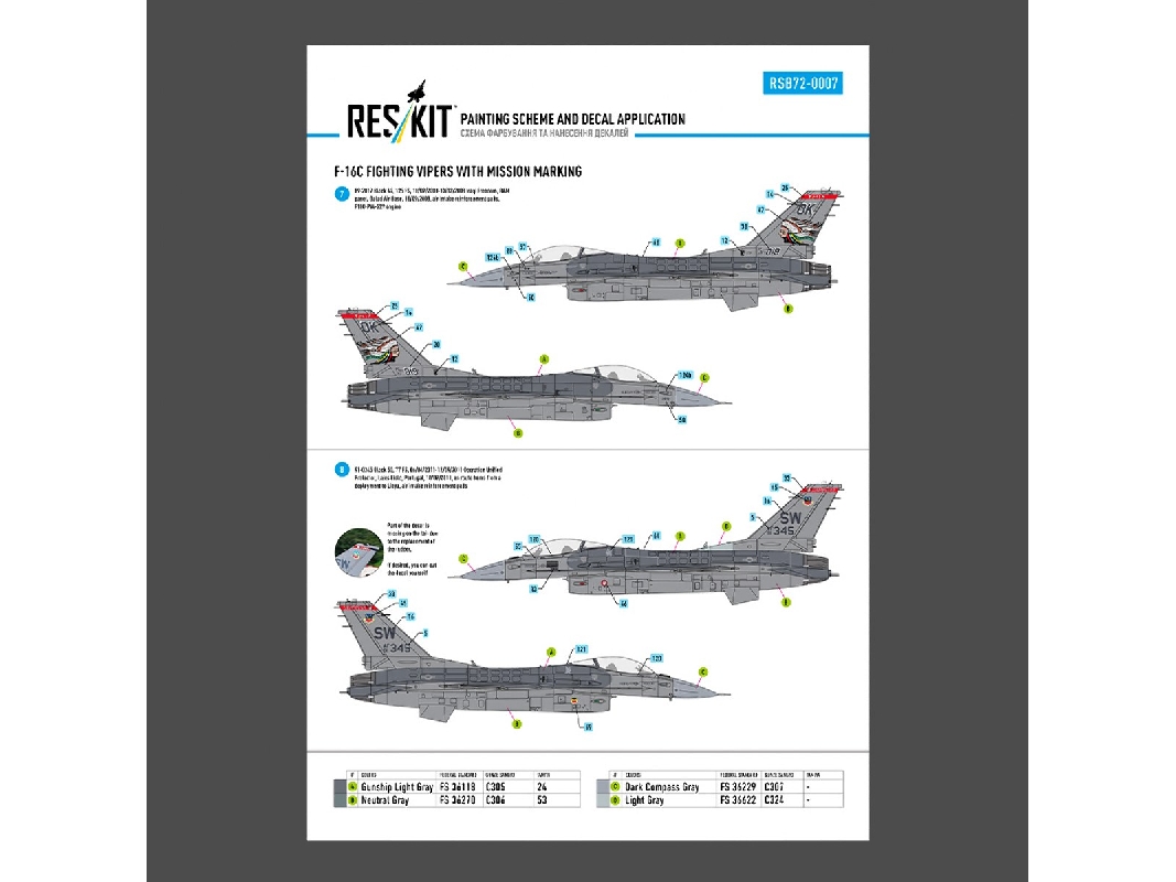 F-16 C Fighting Vipers (Block 30 / 40 / 42 / 50 And 52) With Mission Marking (Main Decals With Stencils) - image 1
