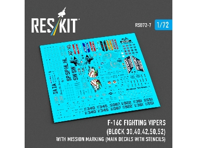 F-16 C Fighting Vipers (Block 30 / 40 / 42 / 50 And 52) With Mission Marking (Main Decals With Stencils) - image 2