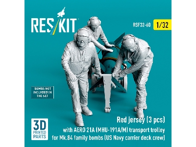 Red Jerseys (3 Figures) With Aero 21a (Mhu-191a/M) Transport Trolley For Mk.84 Family Bombs (3d-printed) - image 2