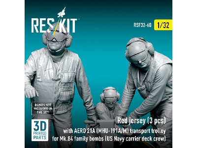 Red Jerseys (3 Figures) With Aero 21a (Mhu-191a/M) Transport Trolley For Mk.84 Family Bombs (3d-printed) - image 3