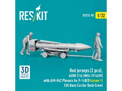 Red Jerseys (2 Figures) With Aero 21a (Mhu-191a/M) With Aim-54c Phoenix For F-14 B/D (Scene 1 / 3d-printed) - image 1