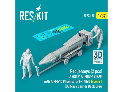 Red Jerseys (2 Figures) With Aero 21a (Mhu-191a/M) With Aim-54c Phoenix For F-14 B/D (Scene 1 / 3d-printed) - image 2