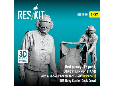 Red Jerseys (2 Figures) With Aero 21a (Mhu-191a/M) With Aim-54c Phoenix For F-14 B/D (Scene 1 / 3d-printed) - image 3