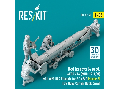 Red Jerseys (4 Figures) With Aero 21a (Mhu-191a/M) With Aim-54c Phoenix For F-14 B/D (Scene 2 / 3d-printed) - image 2