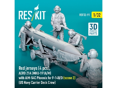 Red Jerseys (4 Figures) With Aero 21a (Mhu-191a/M) With Aim-54c Phoenix For F-14 B/D (Scene 2 / 3d-printed) - image 3