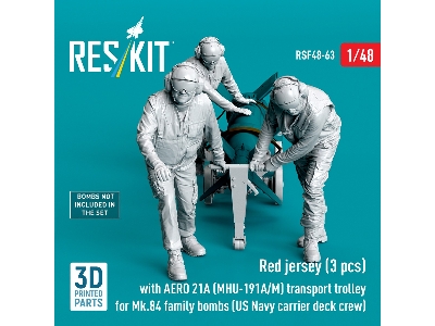 Red Jerseys (3 Figures) With Aero 21a (Mhu-191a/M) Transport Trolley For Mk.84 Family Bombs (3d-printed) - image 1