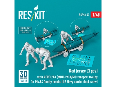 Red Jerseys (3 Figures) With Aero 21a (Mhu-191a/M) Transport Trolley For Mk.84 Family Bombs (3d-printed) - image 2