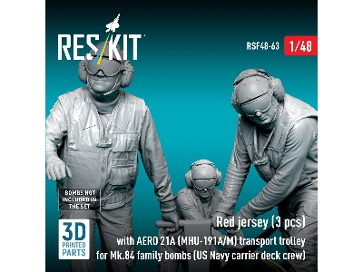 Red Jerseys (3 Figures) With Aero 21a (Mhu-191a/M) Transport Trolley For Mk.84 Family Bombs (3d-printed) - image 3