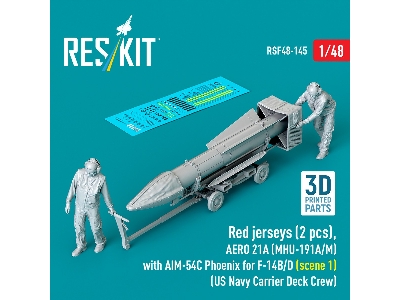 Red Jerseys (2 Figures) With Aero 21a (Mhu-191a/M) With Aim-54c Phoenix For F-14 B/D (Scene 1 / 3d-printed) - image 1