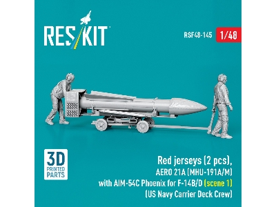 Red Jerseys (2 Figures) With Aero 21a (Mhu-191a/M) With Aim-54c Phoenix For F-14 B/D (Scene 1 / 3d-printed) - image 2
