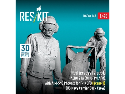 Red Jerseys (2 Figures) With Aero 21a (Mhu-191a/M) With Aim-54c Phoenix For F-14 B/D (Scene 1 / 3d-printed) - image 3