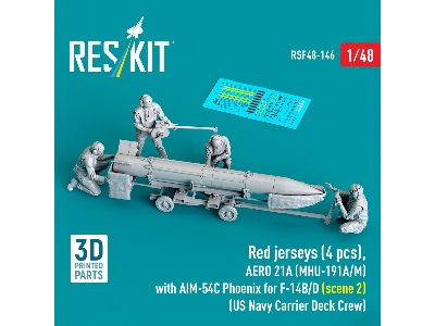 Red Jerseys (4 Figures) With Aero 21a (Mhu-191a/M) With Aim-54c Phoenix For F-14 B/D (Scene 2 / 3d-printed) - image 1