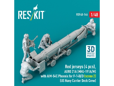 Red Jerseys (4 Figures) With Aero 21a (Mhu-191a/M) With Aim-54c Phoenix For F-14 B/D (Scene 2 / 3d-printed) - image 2