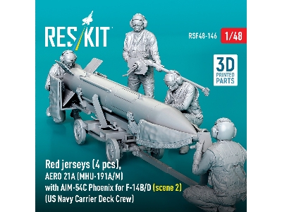 Red Jerseys (4 Figures) With Aero 21a (Mhu-191a/M) With Aim-54c Phoenix For F-14 B/D (Scene 2 / 3d-printed) - image 3