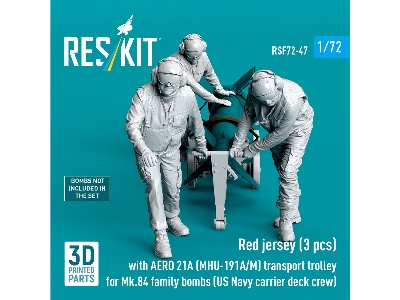 Red Jerseys (3 Figures) With Aero 21a (Mhu-191a/M) Transport Trolley For Mk.84 Family Bombs (3d-printed) - image 1