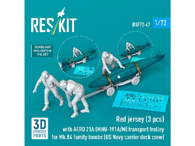Red Jerseys (3 Figures) With Aero 21a (Mhu-191a/M) Transport Trolley For Mk.84 Family Bombs (3d-printed) - image 2