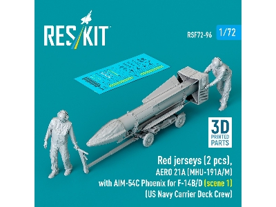 Red Jerseys (2 Figures) With Aero 21a (Mhu-191a/M) With Aim-54c Phoenix For F-14 B/D (Scene 1 / 3d-printed) - image 1