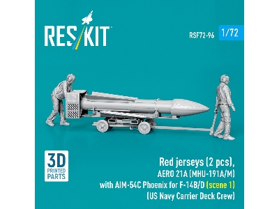 Red Jerseys (2 Figures) With Aero 21a (Mhu-191a/M) With Aim-54c Phoenix For F-14 B/D (Scene 1 / 3d-printed) - image 2