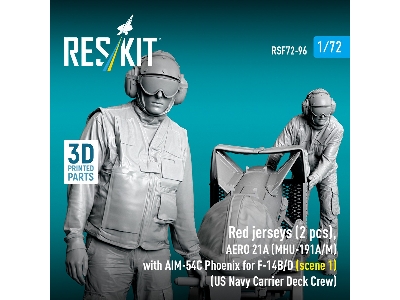 Red Jerseys (2 Figures) With Aero 21a (Mhu-191a/M) With Aim-54c Phoenix For F-14 B/D (Scene 1 / 3d-printed) - image 3