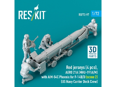 Red Jerseys (4 Figures) With Aero 21a (Mhu-191a/M) With Aim-54c Phoenix For F-14 B/D (Scene 2 / 3d-printed) - image 2