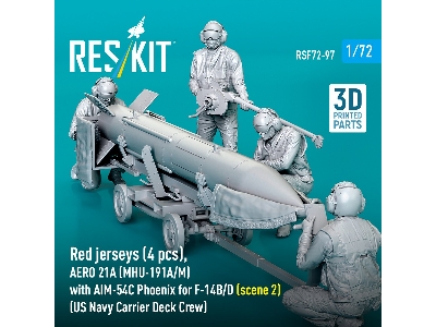 Red Jerseys (4 Figures) With Aero 21a (Mhu-191a/M) With Aim-54c Phoenix For F-14 B/D (Scene 2 / 3d-printed) - image 3