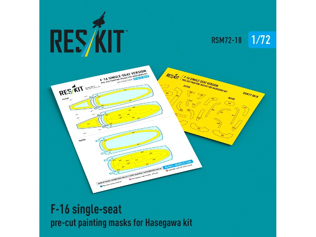 F-16 Single-seat - Pre-cut Painting Masks (For Hasegawa Kits) - image 1
