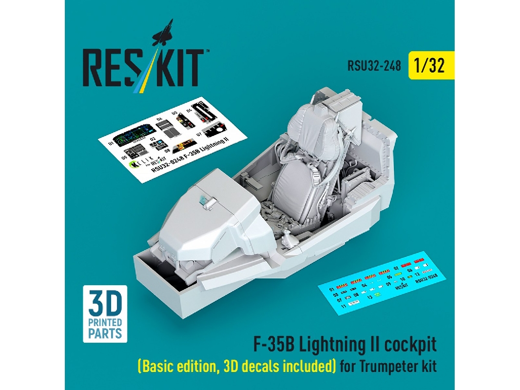​f-35 B Lightning Ii - Cockpit Basic Edition With 3d-decals (For Trumpeter Kits / 3d-printed) - image 1
