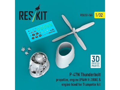 Republic P-47 N Thunderbolt - Propellers (3 Pcs), Engine (P&w R-2800) & Engine Hood (For Trumpeter Kits / 3d-printed) - image 1
