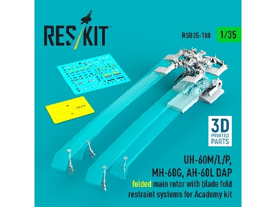 Sikorsky Uh-60m/L/P, Mh-60g, Ah-60l Dap - Folded Main Rotor With Blade Fold Restraint Systems (For Academy Kits / 3d-printed) - 