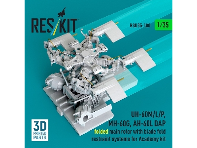 Sikorsky Uh-60m/L/P, Mh-60g, Ah-60l Dap - Folded Main Rotor With Blade Fold Restraint Systems (For Academy Kits / 3d-printed) - 