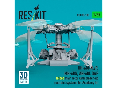 Sikorsky Uh-60m/L/P, Mh-60g, Ah-60l Dap - Folded Main Rotor With Blade Fold Restraint Systems (For Academy Kits / 3d-printed) - 