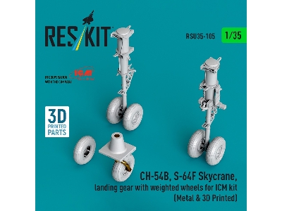 Sikorsky Ch-54b / S-64f Skycrane - Landing Gear With Weighted Wheels (For Icm Kits / Metal & 3d-printed) - image 1