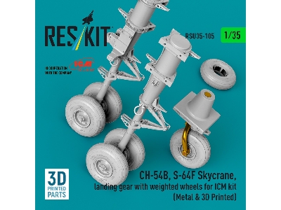 Sikorsky Ch-54b / S-64f Skycrane - Landing Gear With Weighted Wheels (For Icm Kits / Metal & 3d-printed) - image 2