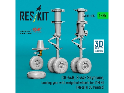 Sikorsky Ch-54b / S-64f Skycrane - Landing Gear With Weighted Wheels (For Icm Kits / Metal & 3d-printed) - image 3