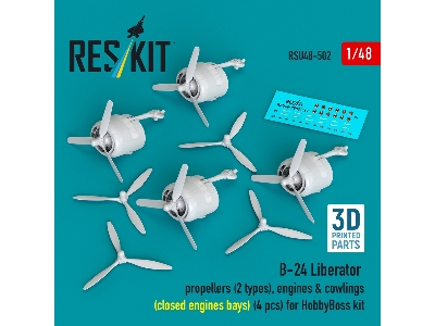 B-24 Liberator - Rropellers (2 Types), Engines & Cowlings (Closed Engine Bays / 4 Pcs) For Hobby Boss Kits (3d-printed) - image 