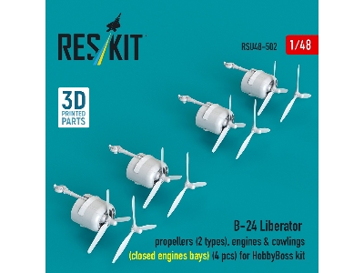 B-24 Liberator - Rropellers (2 Types), Engines & Cowlings (Closed Engine Bays / 4 Pcs) For Hobby Boss Kits (3d-printed) - image 