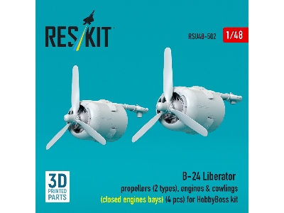 B-24 Liberator - Rropellers (2 Types), Engines & Cowlings (Closed Engine Bays / 4 Pcs) For Hobby Boss Kits (3d-printed) - image 
