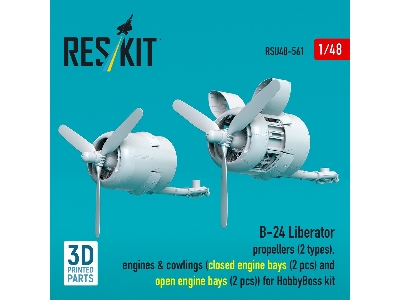 B-24 Liberator - Rropellers (2 Types), Engines & Cowlings (Closed And Opened Engine Bays / 2 + 2 Pcs) For Hobby Boss Kits (3d-pr