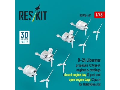 B-24 Liberator - Rropellers (2 Types), Engines & Cowlings (Closed And Opened Engine Bays / 2 + 2 Pcs) For Hobby Boss Kits (3d-pr