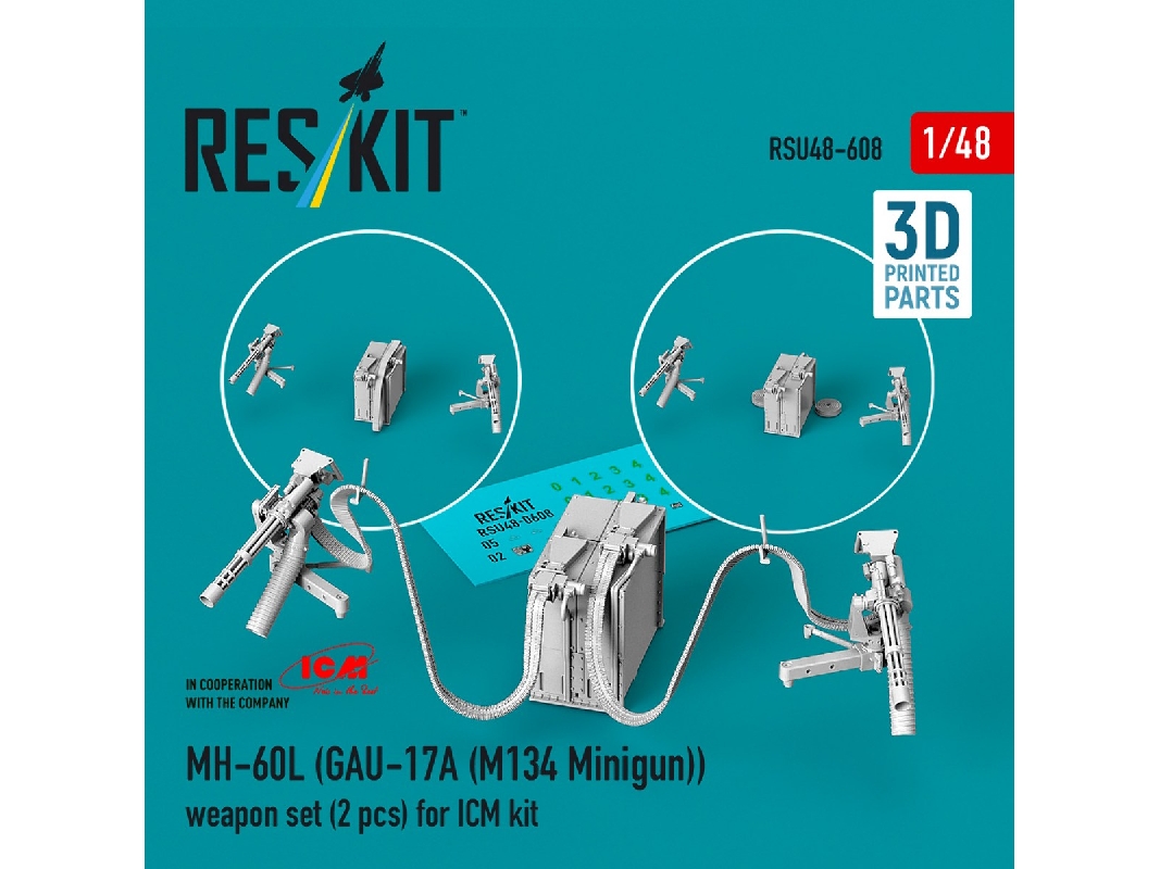 Sikorsky Mh-60l - 3d-printed Gau-17a (M134 Minigun) Weapon Set (2 Pcs / For Icm Kits) - image 1