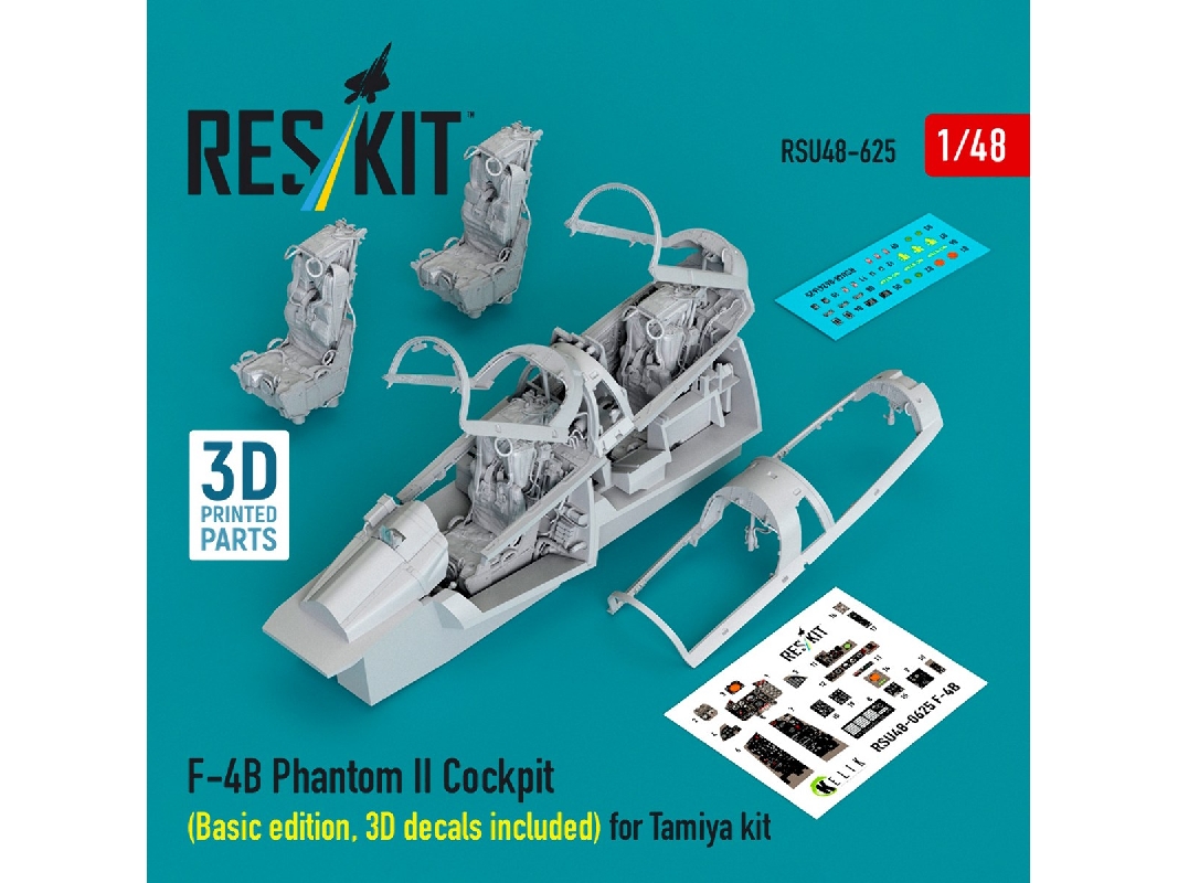 Mcdonnell Douglas F-4 B Phantom Ii - Cockpit Basic Edition With 3d Decals (For Tamiya Kits / 3d-printed) - image 1